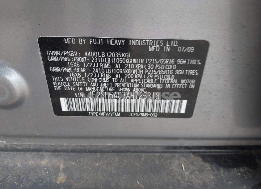 Photo 9 of 2010 Subaru Forester 2.5X (VIN JF2SH6AC3AH725318)