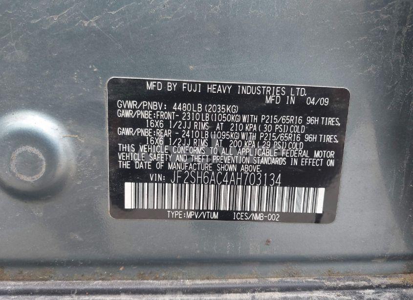 Photo 9 of 2010 Subaru Forester 2.5X (VIN JF2SH6AC4AH703134)