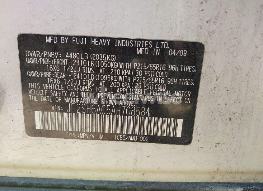 Photo 9 of 2010 Subaru Forester 2.5X (VIN JF2SH6AC5AH708584)