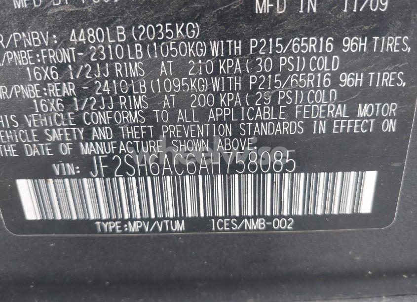 Photo 9 of 2010 Subaru Forester 2.5X (VIN JF2SH6AC6AH758085)