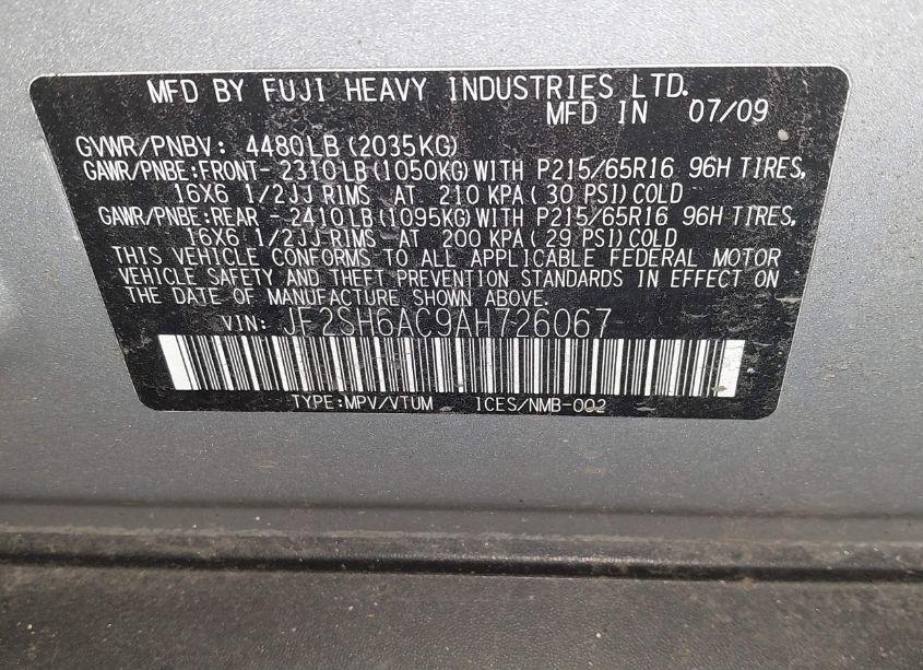 Photo 9 of 2010 Subaru Forester 2.5X (VIN JF2SH6AC9AH726067)