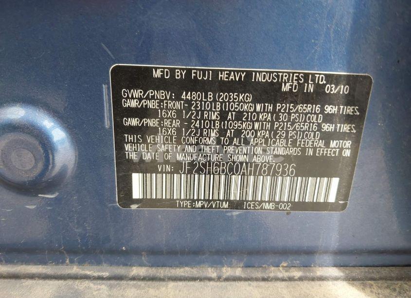 Photo 9 of 2010 Subaru Forester 2.5X (VIN JF2SH6BC0AH787936)