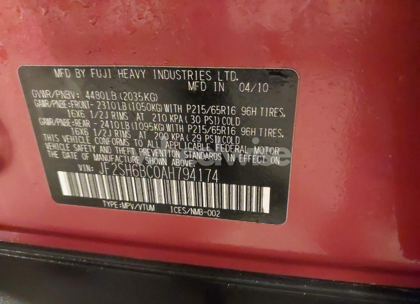 Photo 9 of 2010 Subaru Forester 2.5X (VIN JF2SH6BC0AH794174)