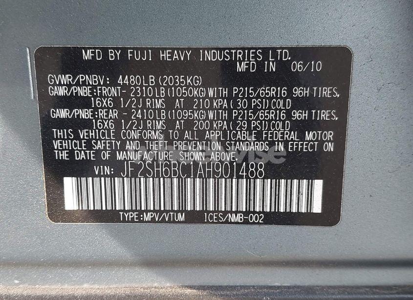 Photo 9 of 2010 Subaru Forester 2.5X (VIN JF2SH6BC1AH901488)