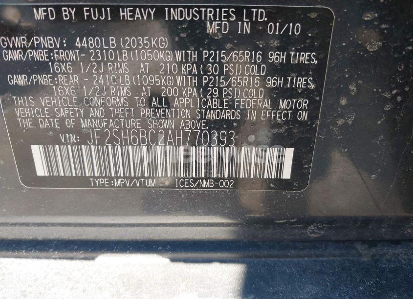 Photo 9 of 2010 Subaru Forester 2.5X (VIN JF2SH6BC2AH770393)
