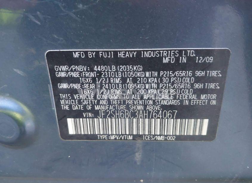 Photo 9 of 2010 Subaru Forester 2.5X (VIN JF2SH6BC3AH764067)