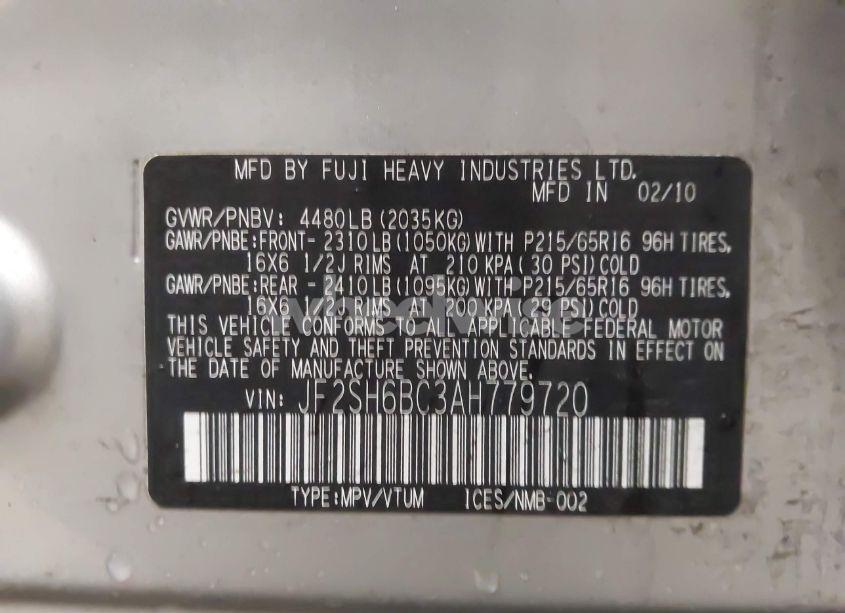 Photo 9 of 2010 Subaru Forester 2.5X (VIN JF2SH6BC3AH779720)