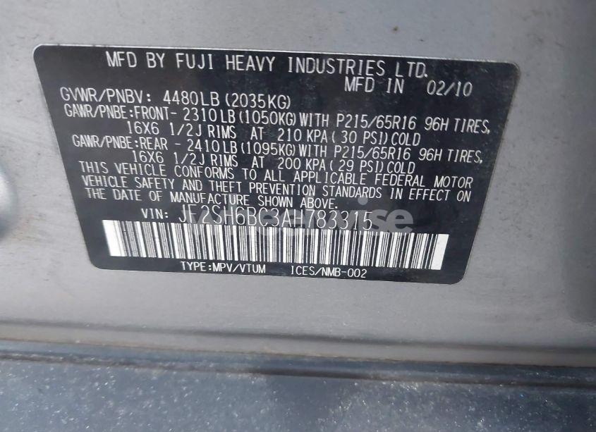 Photo 9 of 2010 Subaru Forester 2.5X (VIN JF2SH6BC3AH783315)