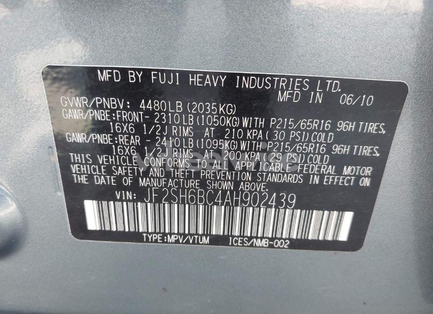 Photo 9 of 2010 Subaru Forester 2.5X (VIN JF2SH6BC4AH902439)