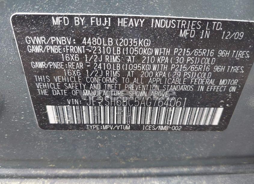 Photo 9 of 2010 Subaru Forester 2.5X (VIN JF2SH6BC5AG764061)