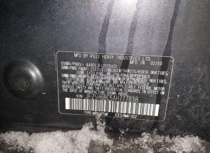 Photo 9 of 2010 Subaru Forester 2.5X (VIN JF2SH6BC5AH777838)