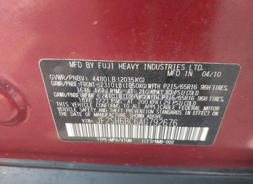 Photo 9 of 2010 Subaru Forester 2.5X (VIN JF2SH6BC6AG792676)