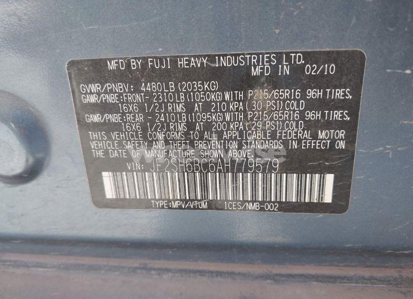 Photo 9 of 2010 Subaru Forester 2.5X (VIN JF2SH6BC6AH779579)