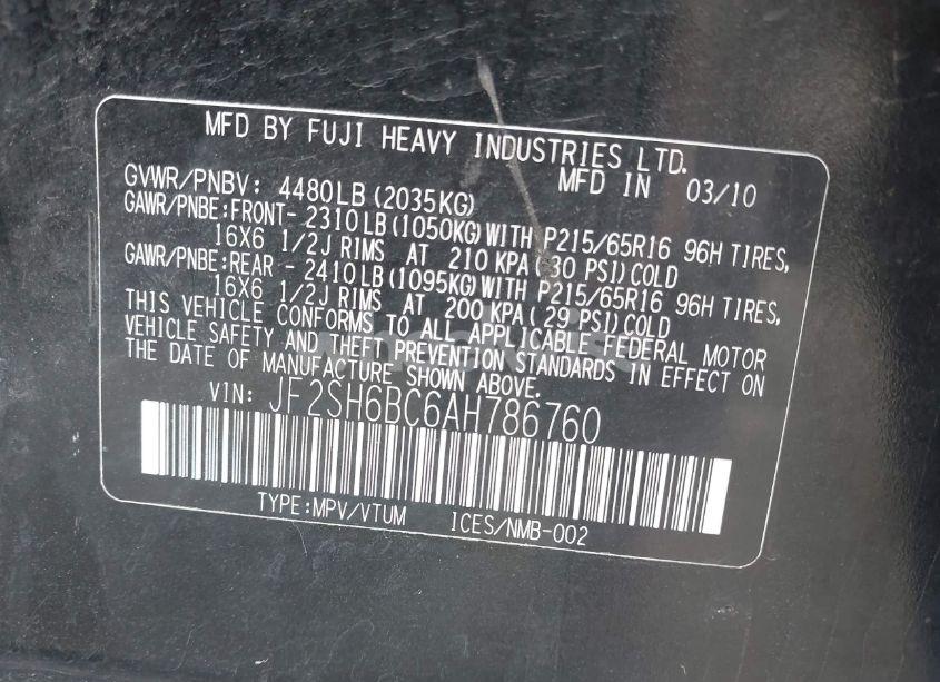 Photo 9 of 2010 Subaru Forester 2.5X (VIN JF2SH6BC6AH786760)