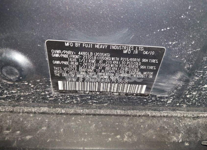 Photo 9 of 2010 Subaru Forester 2.5X (VIN JF2SH6BC6AH793868)
