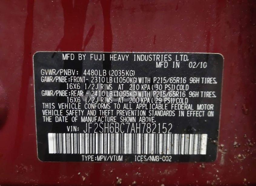 Photo 9 of 2010 Subaru Forester 2.5X (VIN JF2SH6BC7AH782152)