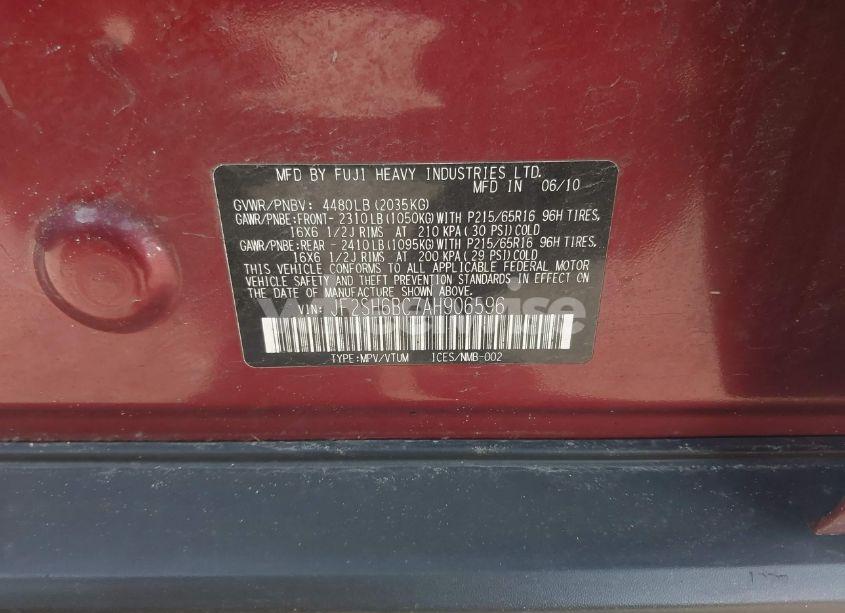 Photo 9 of 2010 Subaru Forester 2.5X (VIN JF2SH6BC7AH906596)