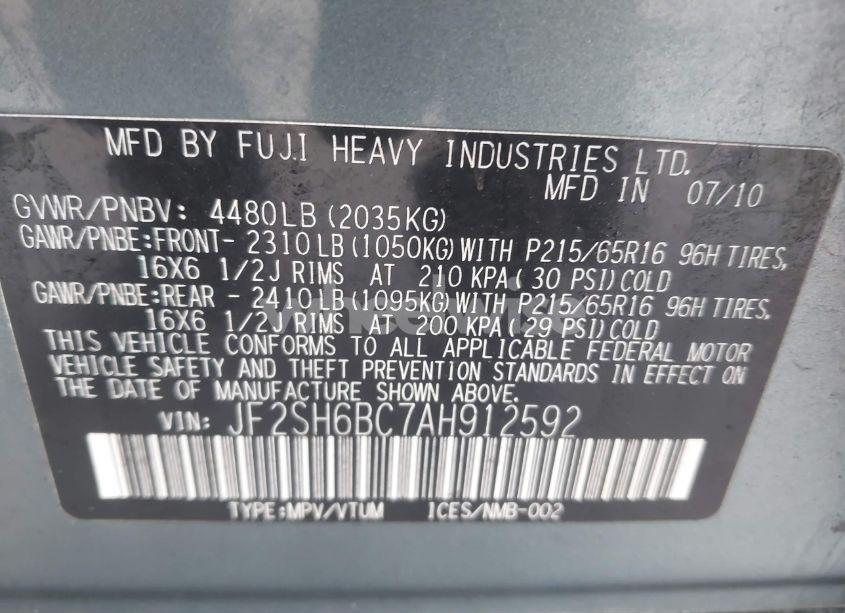 Photo 9 of 2010 Subaru Forester 2.5X (VIN JF2SH6BC7AH912592)