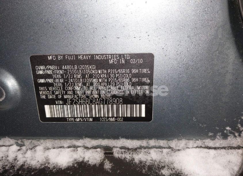 Photo 9 of 2010 Subaru Forester 2.5X (VIN JF2SH6BC8AG778908)