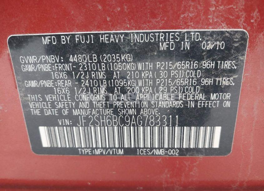 Photo 9 of 2010 Subaru Forester 2.5X (VIN JF2SH6BC9AG783311)