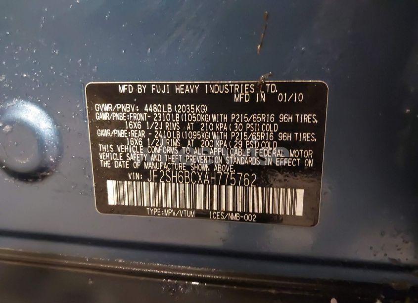 Photo 9 of 2010 Subaru Forester 2.5X (VIN JF2SH6BCXAH775762)