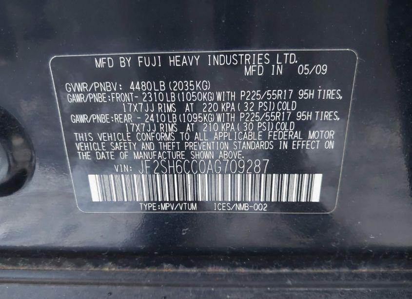 Photo 6 of 2010 Subaru Forester 2.5X PREMIUM (VIN JF2SH6CC0AG709287)