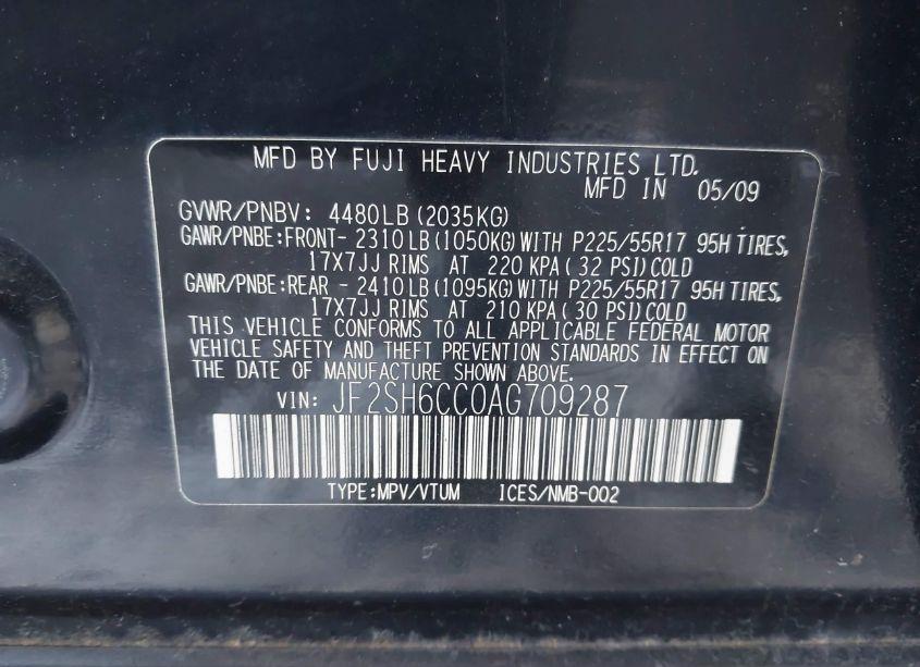 Photo 9 of 2010 Subaru Forester 2.5X PREMIUM (VIN JF2SH6CC0AG709287)