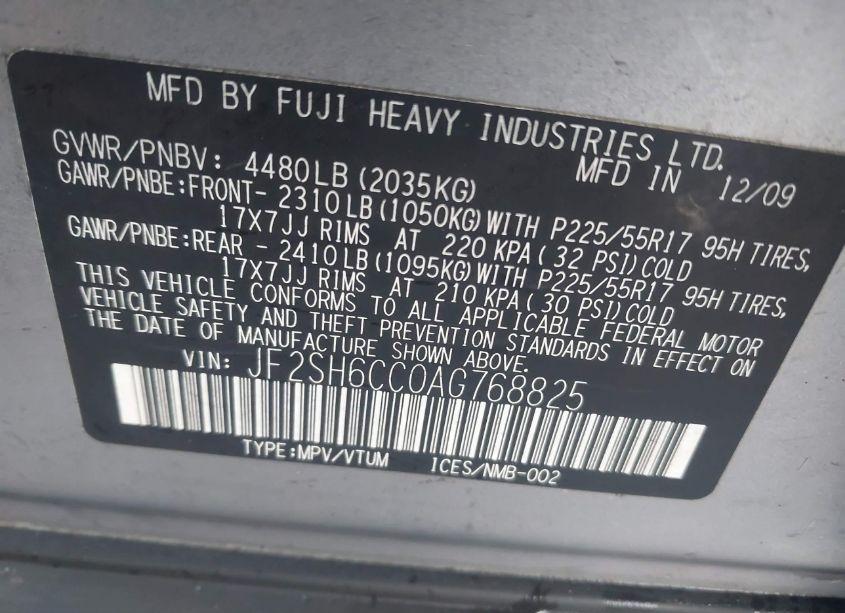 Photo 9 of 2010 Subaru Forester 2.5X PREMIUM (VIN JF2SH6CC0AG768825)