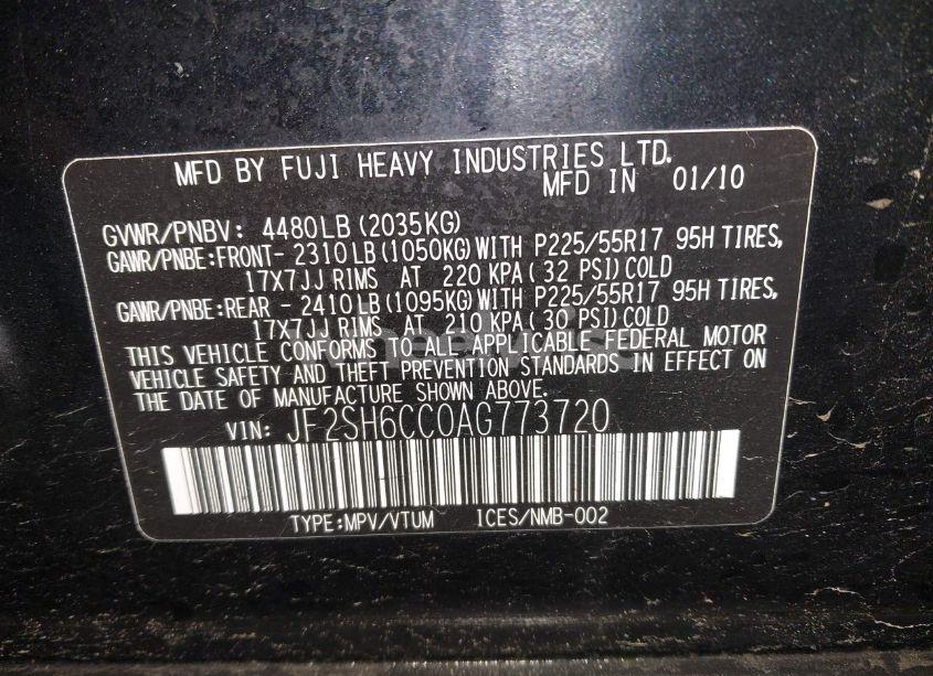 Photo 9 of 2010 Subaru Forester 2.5X PREMIUM (VIN JF2SH6CC0AG773720)