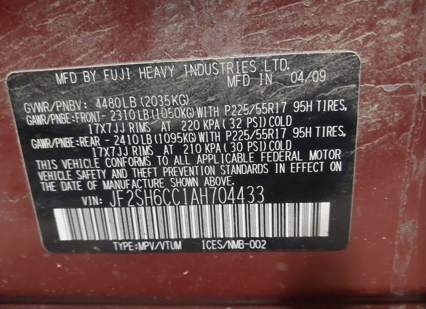 Photo 9 of 2010 Subaru Forester 2.5X PREMIUM (VIN JF2SH6CC1AH704433)