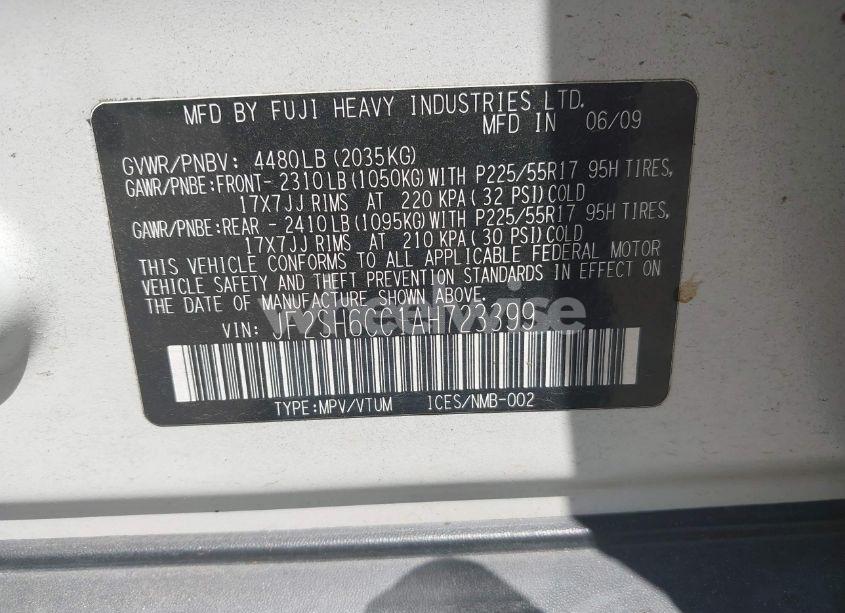 Photo 9 of 2010 Subaru Forester 2.5X PREMIUM (VIN JF2SH6CC1AH723399)