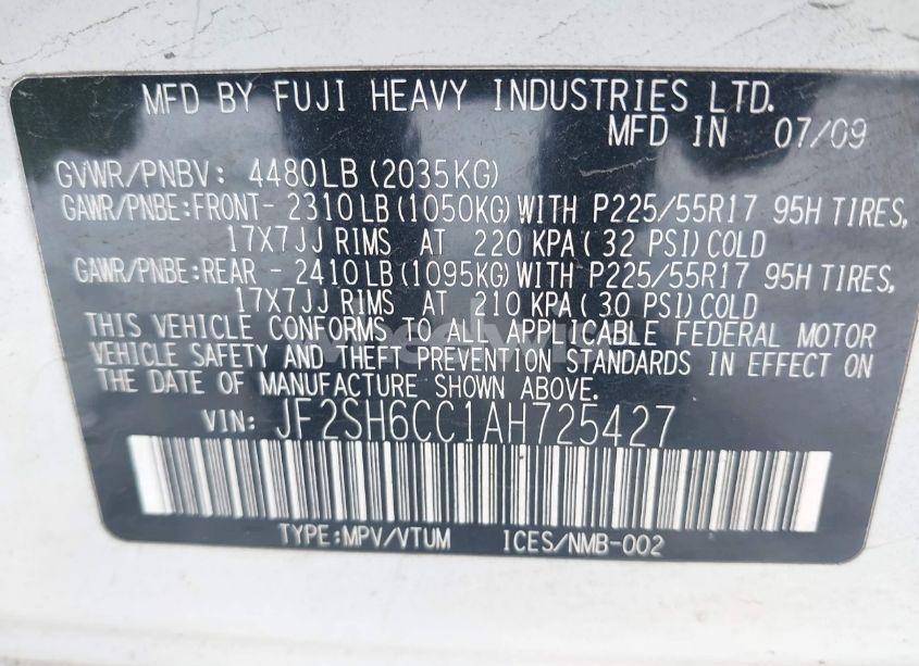 Photo 9 of 2010 Subaru Forester 2.5X PREMIUM (VIN JF2SH6CC1AH725427)