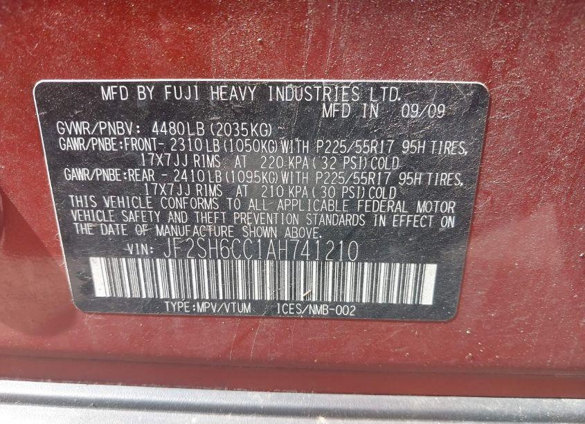 Photo 9 of 2010 Subaru Forester 2.5X PREMIUM (VIN JF2SH6CC1AH741210)