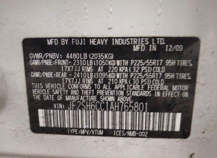 Photo 9 of 2010 Subaru Forester 2.5X PREMIUM (VIN JF2SH6CC1AH765801)