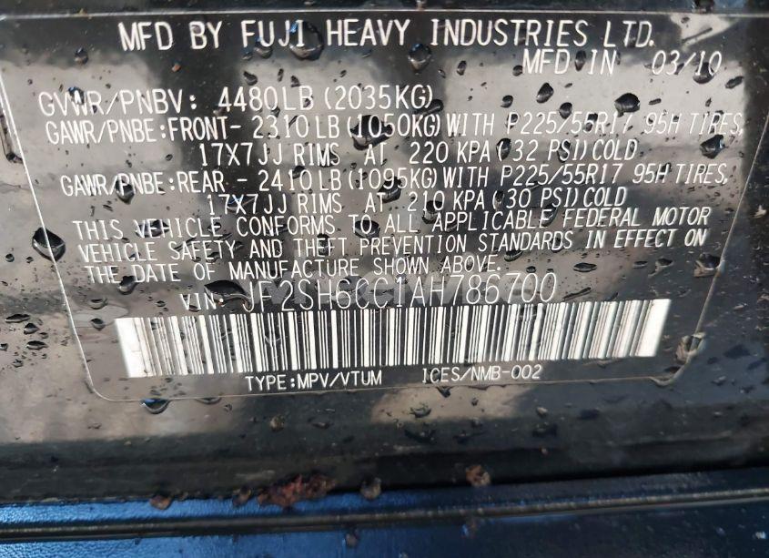 Photo 9 of 2010 Subaru Forester 2.5X PREMIUM (VIN JF2SH6CC1AH786700)