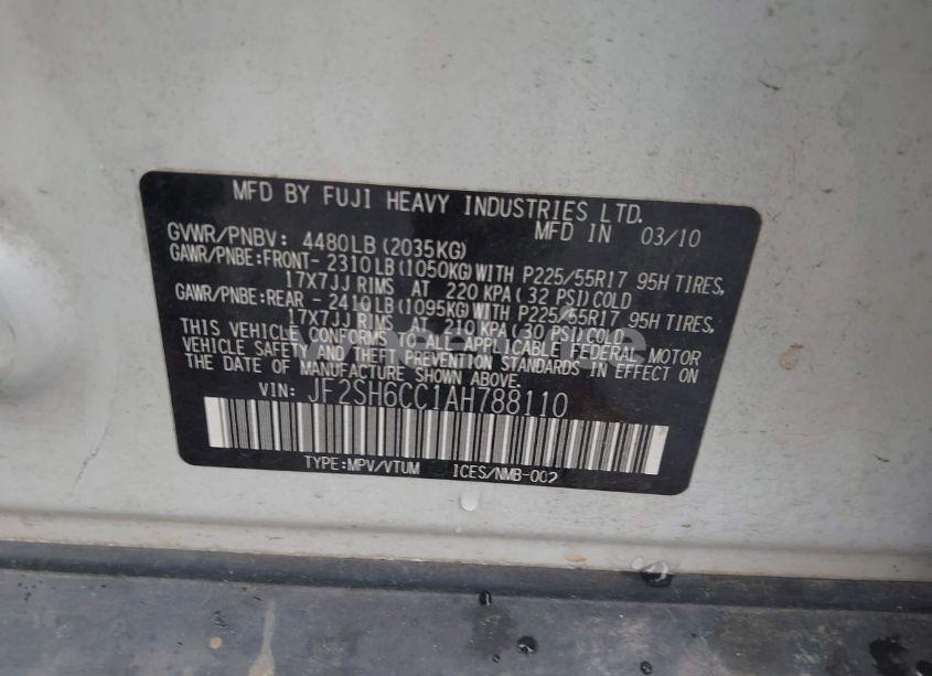 Photo 9 of 2010 Subaru Forester 2.5X PREMIUM (VIN JF2SH6CC1AH788110)