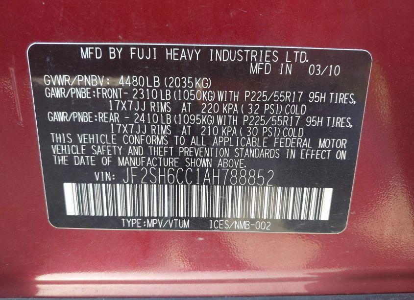 Photo 9 of 2010 Subaru Forester 2.5X PREMIUM (VIN JF2SH6CC1AH788852)