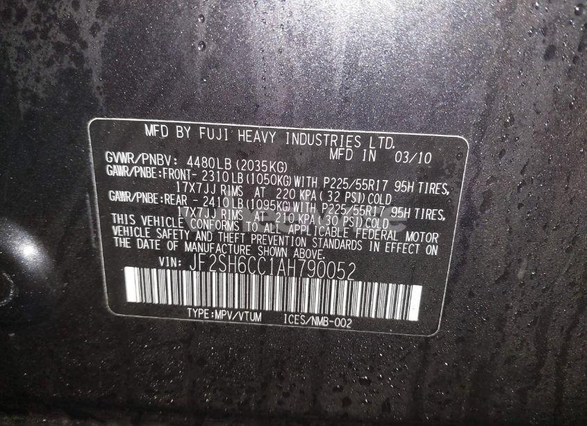 Photo 9 of 2010 Subaru Forester 2.5X PREMIUM (VIN JF2SH6CC1AH790052)