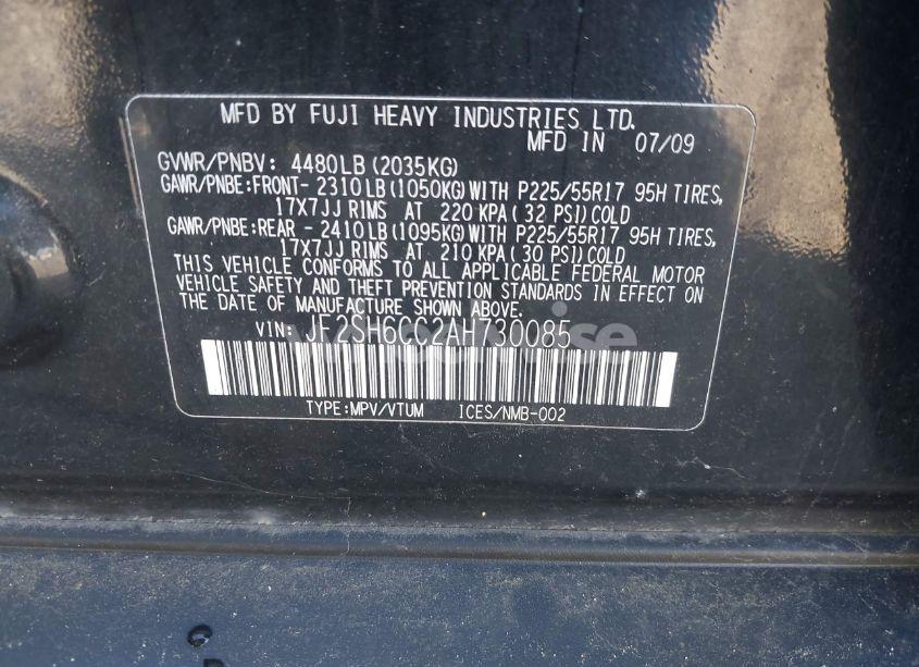 Photo 9 of 2010 Subaru Forester 2.5X PREMIUM (VIN JF2SH6CC2AH730085)