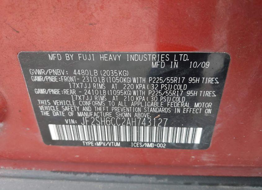 Photo 9 of 2010 Subaru Forester 2.5X PREMIUM (VIN JF2SH6CC2AH743127)