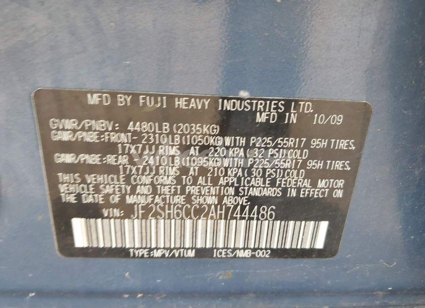 Photo 9 of 2010 Subaru Forester 2.5X PREMIUM (VIN JF2SH6CC2AH744486)