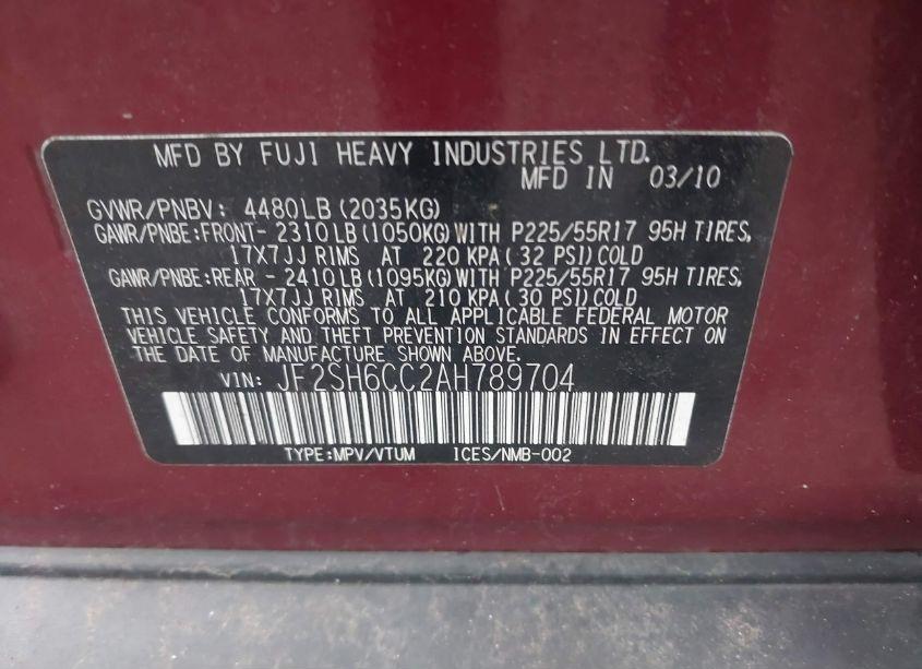 Photo 9 of 2010 Subaru Forester 2.5X PREMIUM (VIN JF2SH6CC2AH789704)