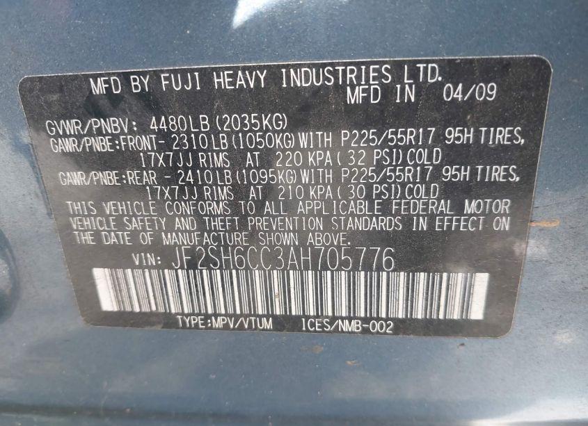 Photo 9 of 2010 Subaru Forester 2.5X PREMIUM (VIN JF2SH6CC3AH705776)