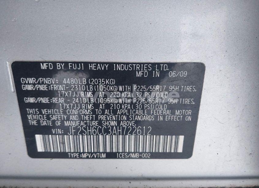 Photo 9 of 2010 Subaru Forester 2.5X PREMIUM (VIN JF2SH6CC3AH722612)