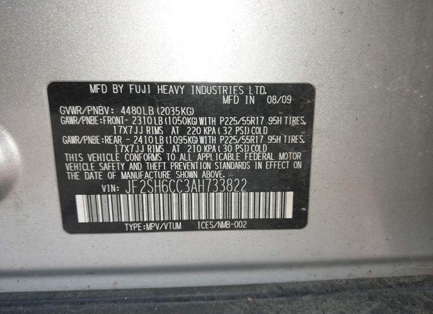 Photo 9 of 2010 Subaru Forester 2.5X PREMIUM (VIN JF2SH6CC3AH733822)