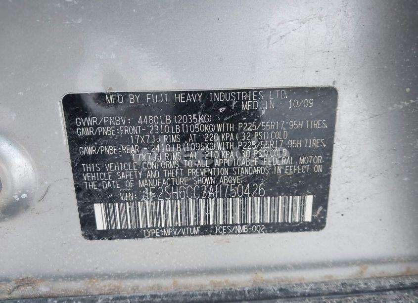 Photo 9 of 2010 Subaru Forester 2.5X PREMIUM (VIN JF2SH6CC3AH750426)