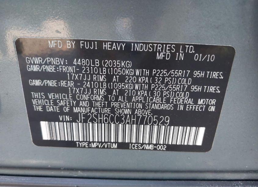 Photo 9 of 2010 Subaru Forester 2.5X PREMIUM (VIN JF2SH6CC3AH770529)