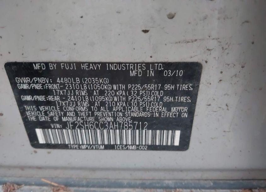 Photo 9 of 2010 Subaru Forester 2.5X PREMIUM (VIN JF2SH6CC3AH785712)