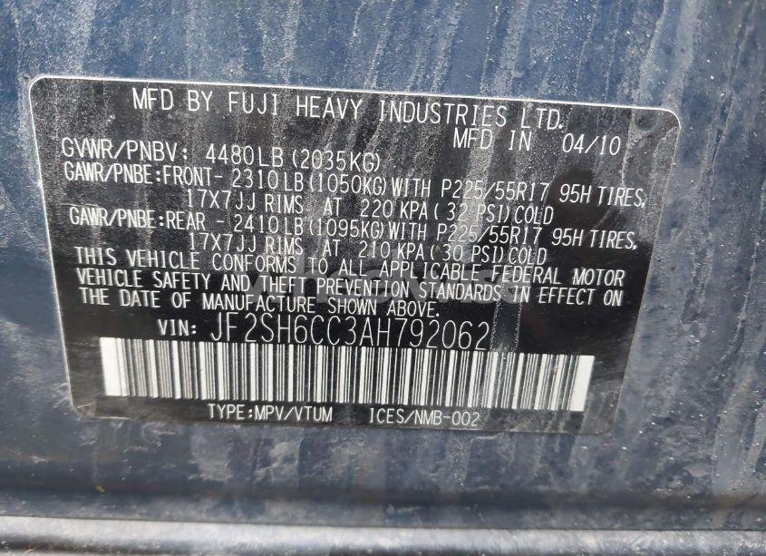 Photo 9 of 2010 Subaru Forester 2.5X PREMIUM (VIN JF2SH6CC3AH792062)