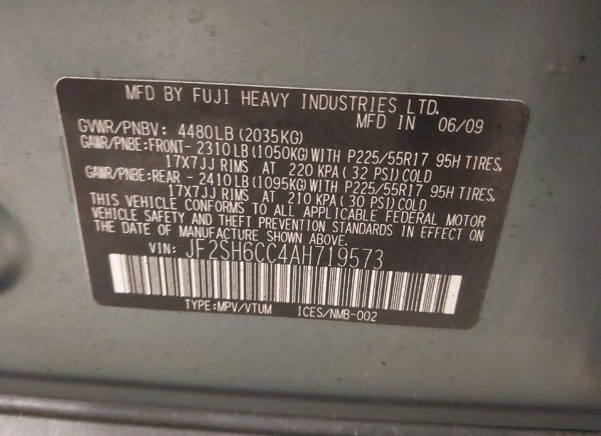 Photo 9 of 2010 Subaru Forester 2.5X PREMIUM (VIN JF2SH6CC4AH719573)